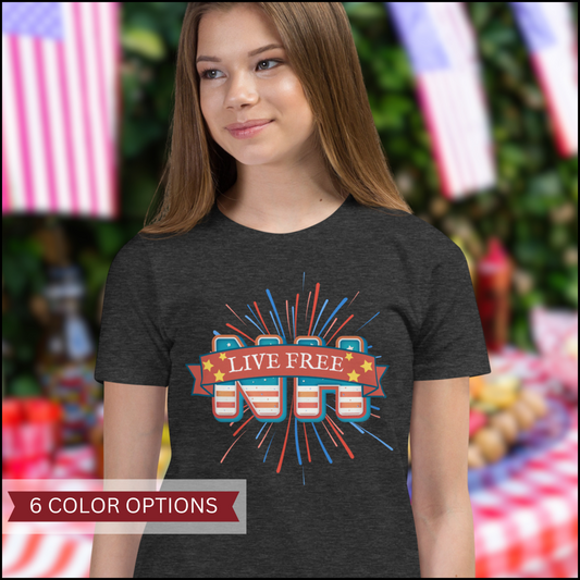 NH Live Free Firework Youth Short Sleeve T-Shirt