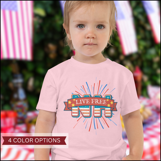 NH Live Free Firework Toddler Short Sleeve Tee