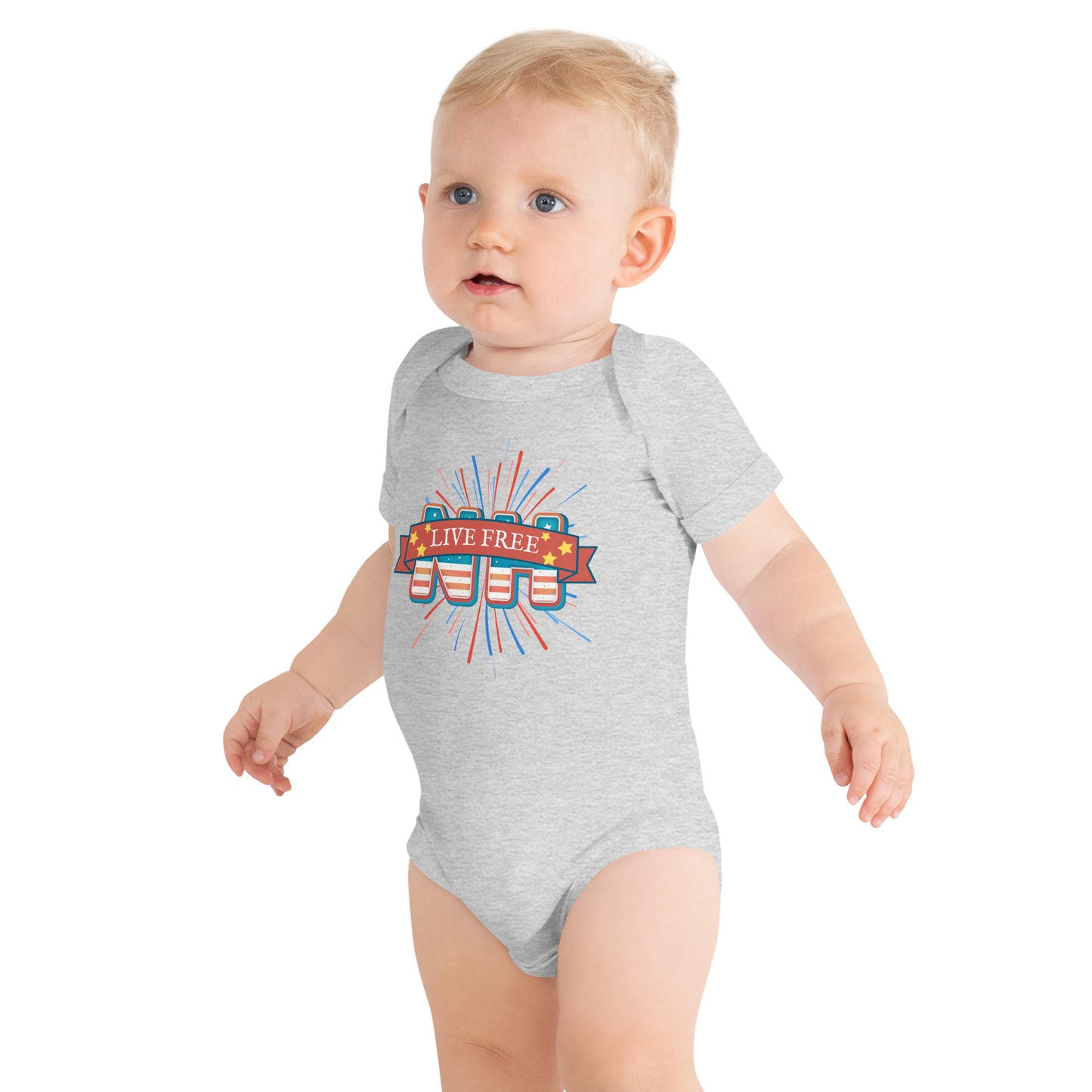 NH Live Free Firework Baby short sleeve one piece