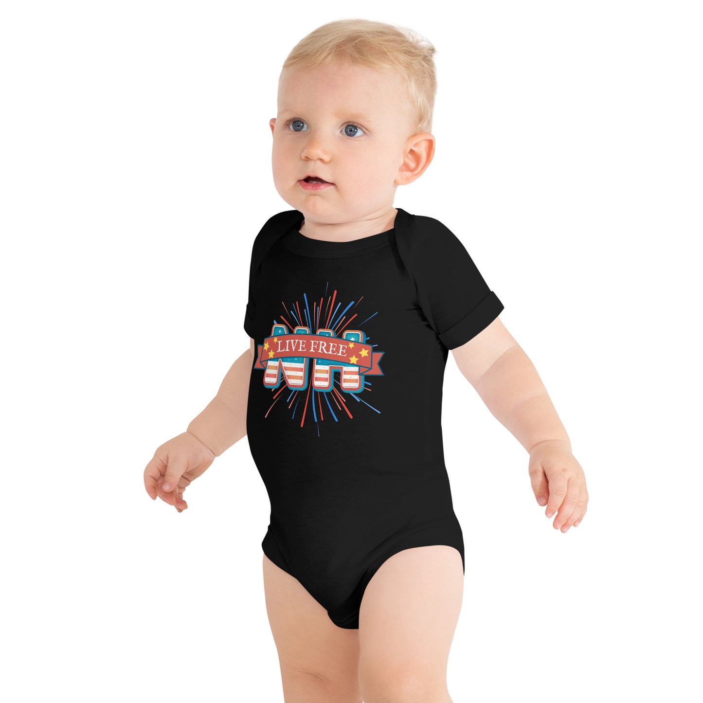 NH Live Free Firework Baby short sleeve one piece