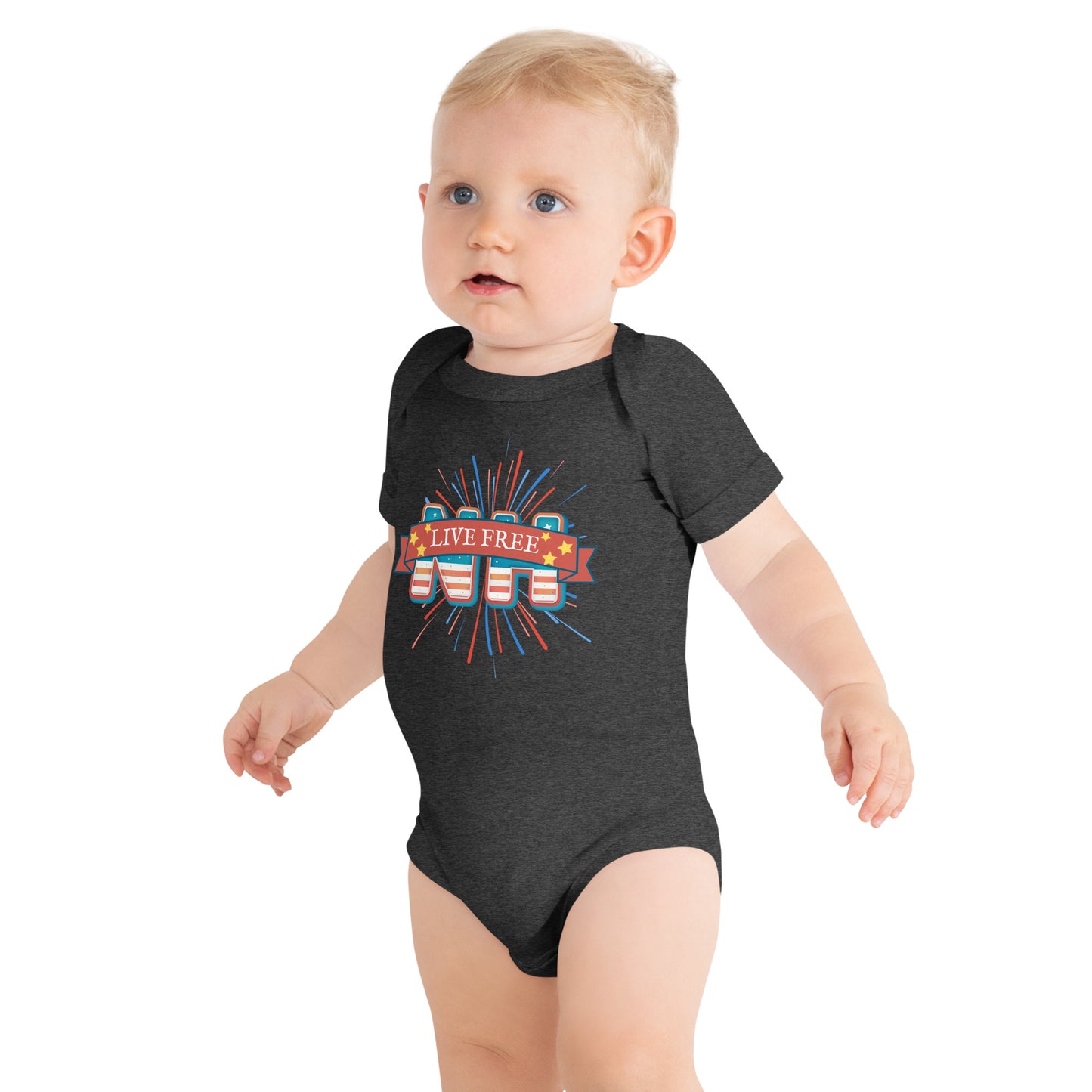 NH Live Free Firework Baby short sleeve one piece