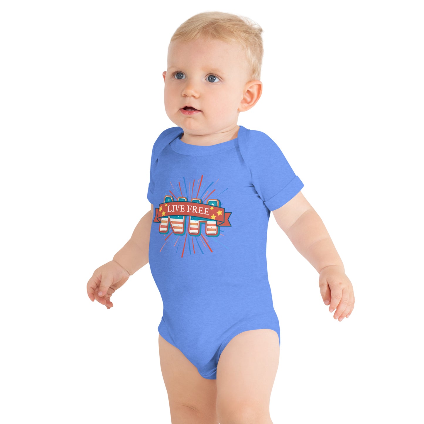 NH Live Free Firework Baby short sleeve one piece