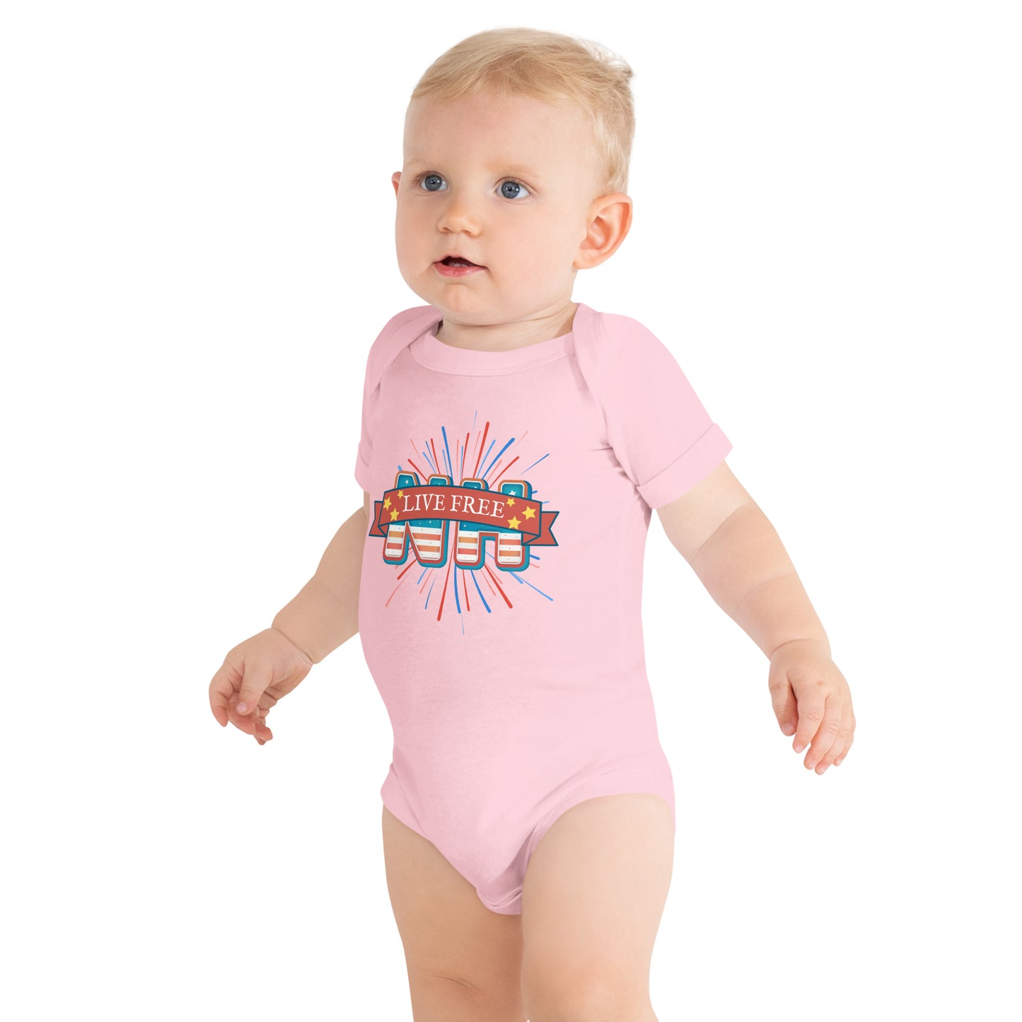 NH Live Free Firework Baby short sleeve one piece