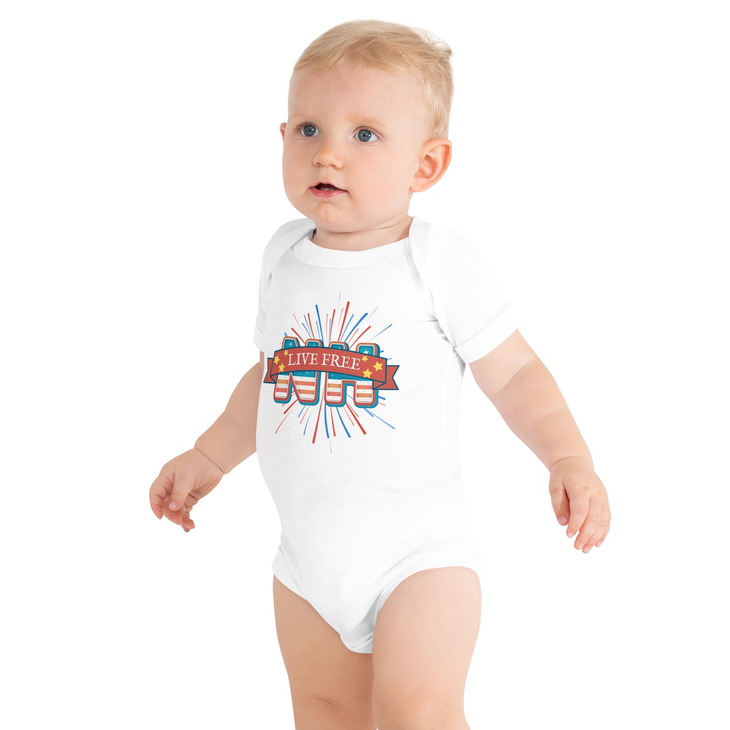 NH Live Free Firework Baby short sleeve one piece