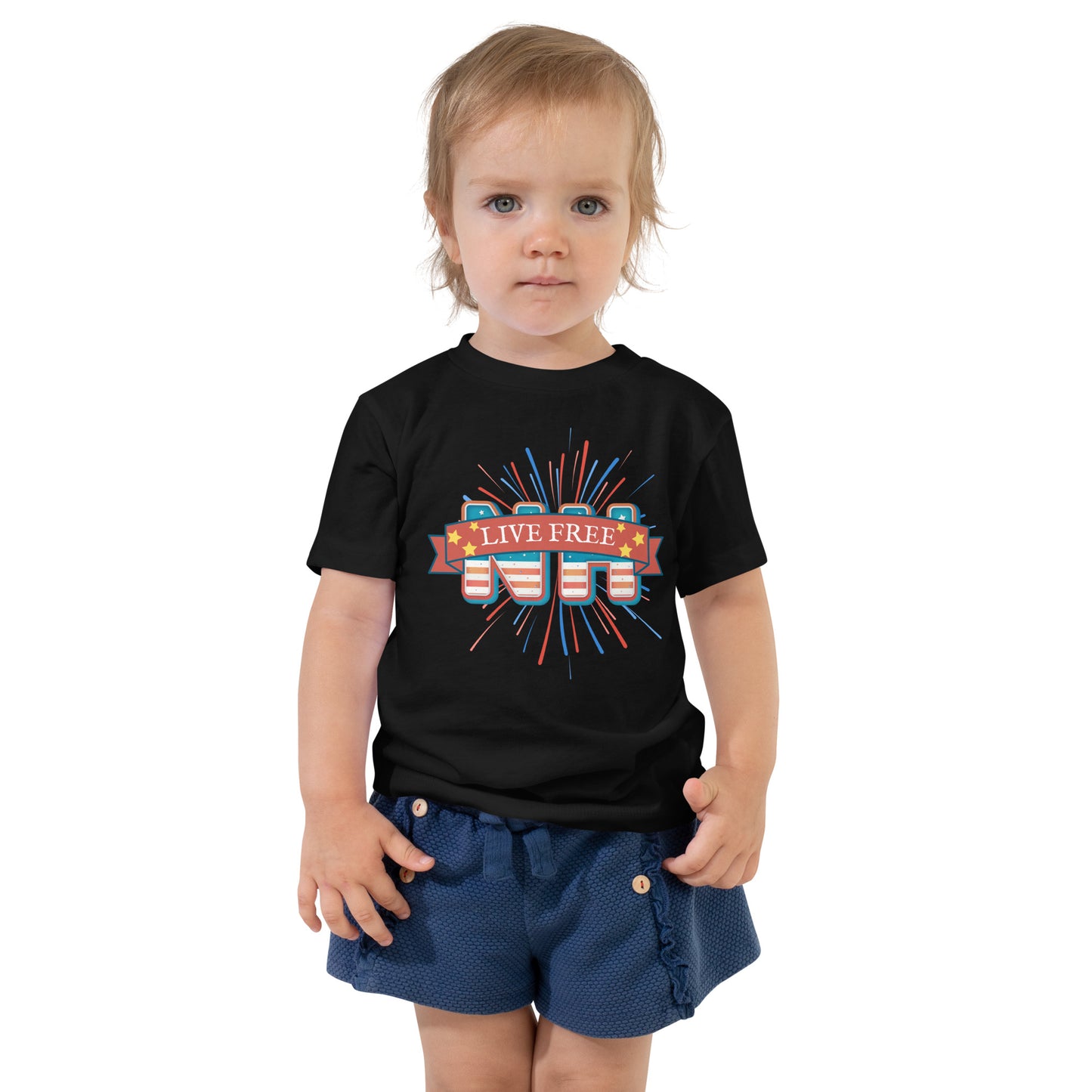 NH Live Free Firework Toddler Short Sleeve Tee