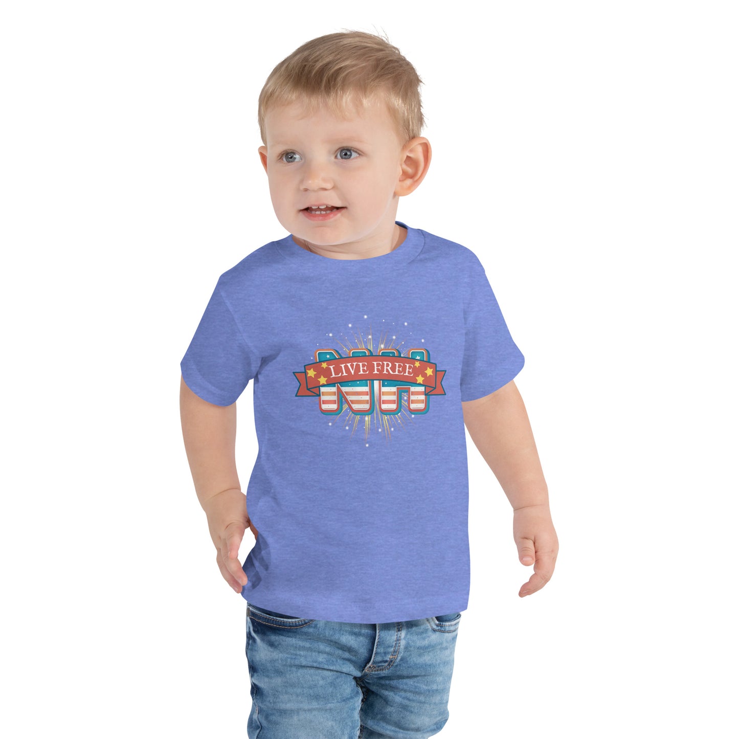 NH Live Free Gold Firework Toddler Short Sleeve Tee