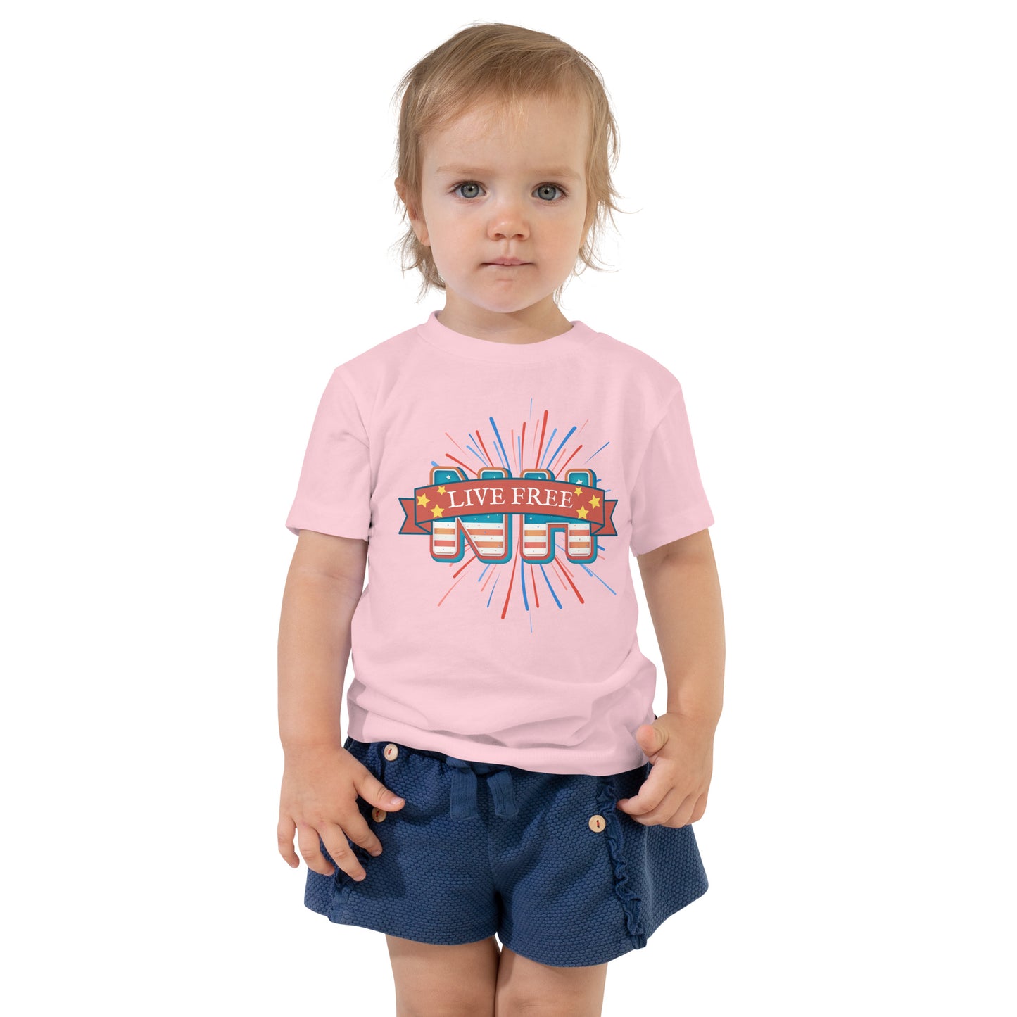 NH Live Free Firework Toddler Short Sleeve Tee